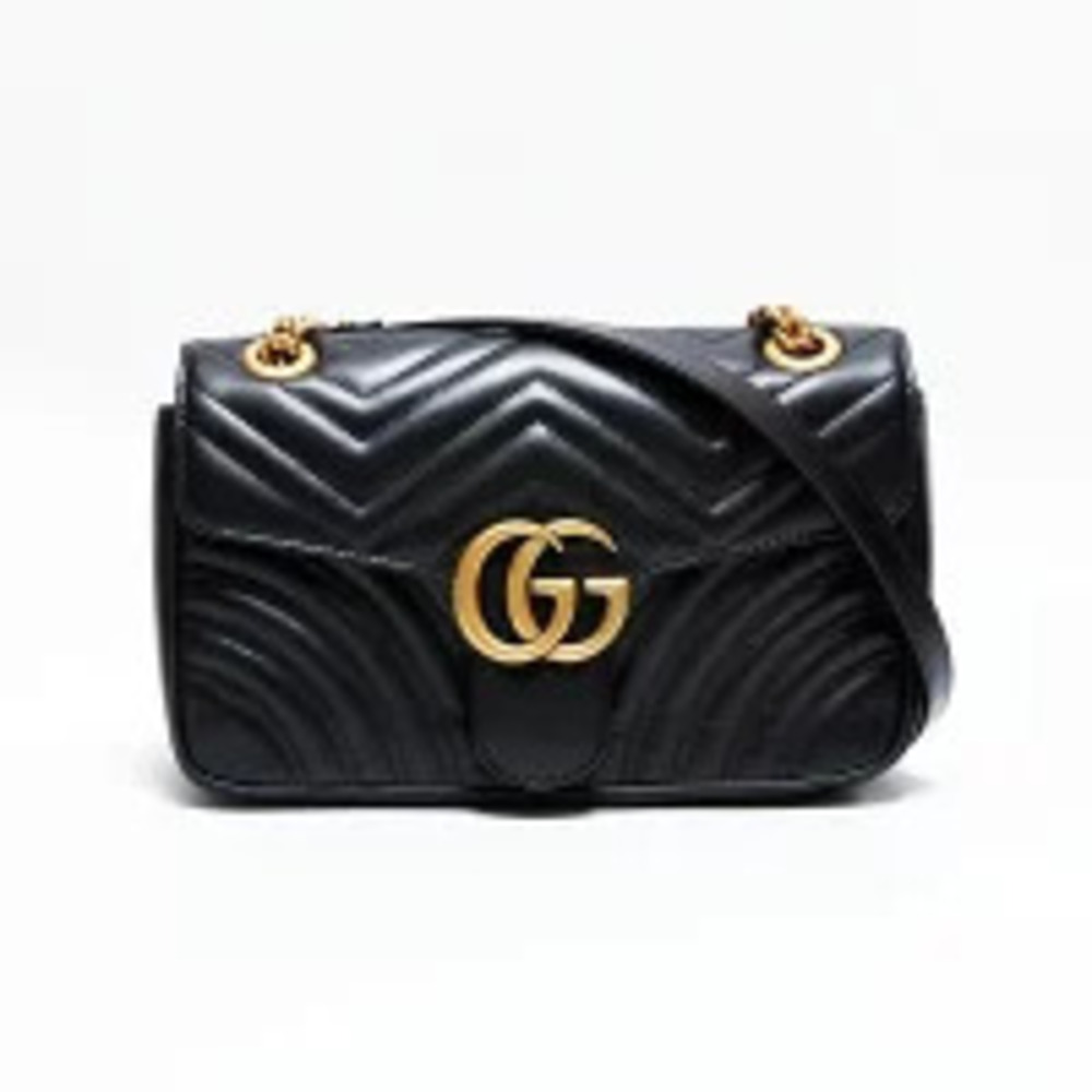 Gucci Bag Shoulder GG Black Leather Marmont